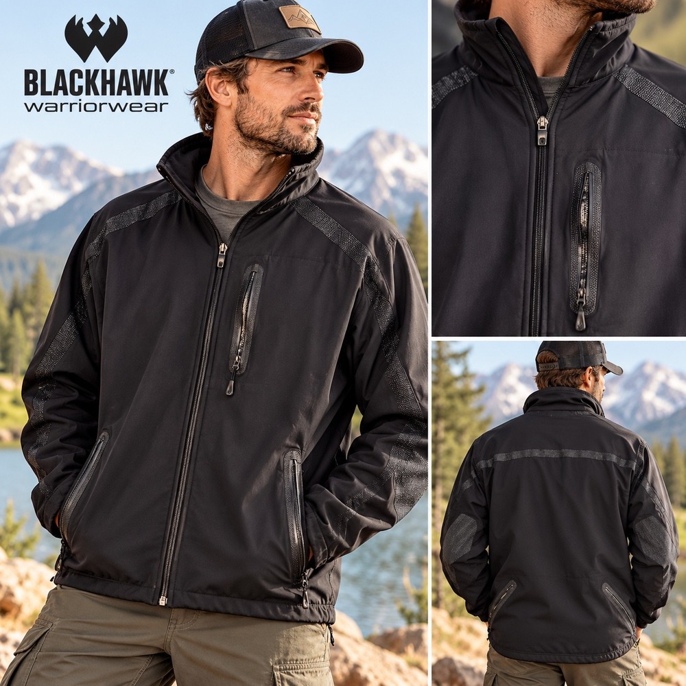 Blackhawk Warrior Wear Mens 2XL Tactical Softshell Jacket Black Full Zip Sample